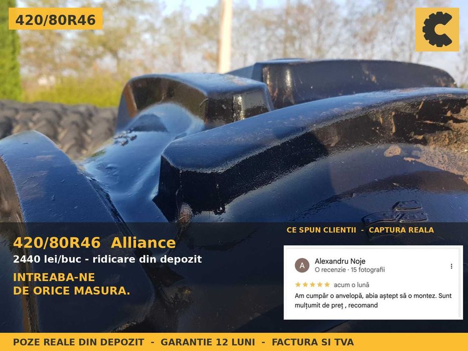 ANVELOPE 420/80R46 16.9R46 16.9-46 42080R46 Alliance Cauciucuri Tractor Prasit Erbicidat SH GARANTIE Factura TVA