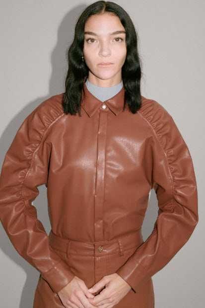 Кожена връхна риза/яке Zara, размер S