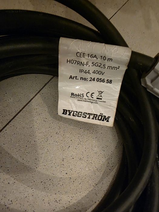 Prelungitor trifazat profesional CEE 16A, 10 metri, cablu cauciuc H07RN-F 5G2.5