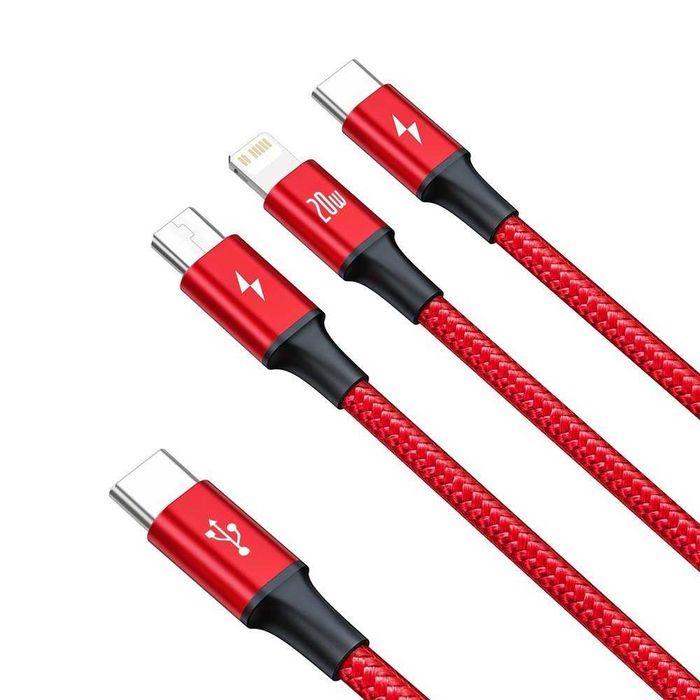 Baseus Rapid 3in1  USB-C кабел с Lightning, microUSB и USB-C конектори