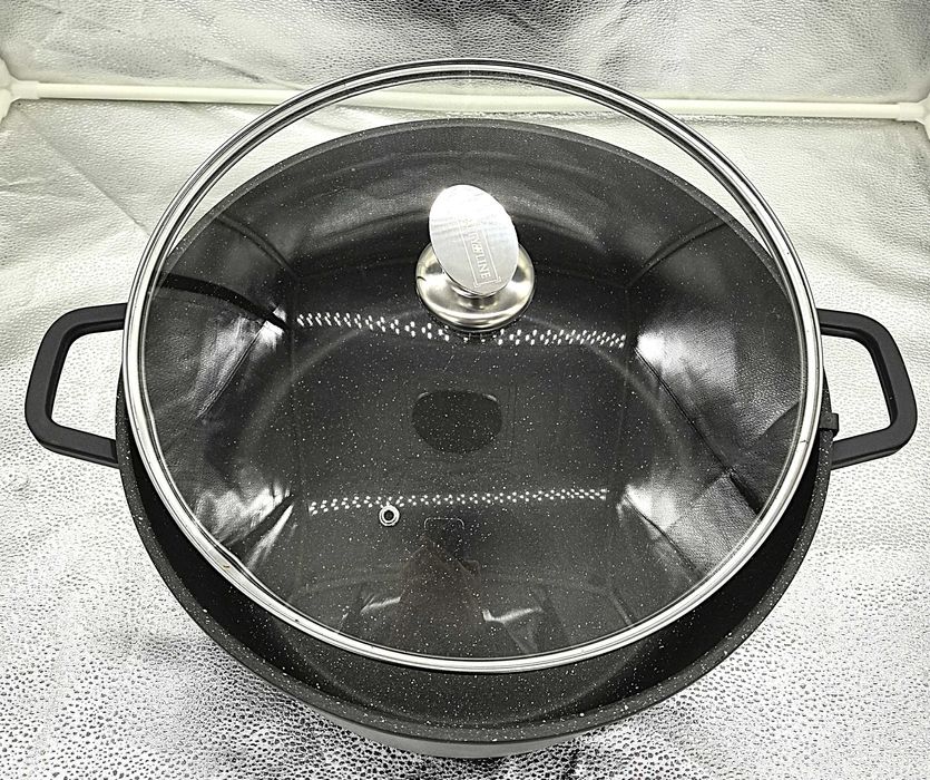 Caserola turnata sub presiune, 14L, aluminiu, capac sticla, 36 cm