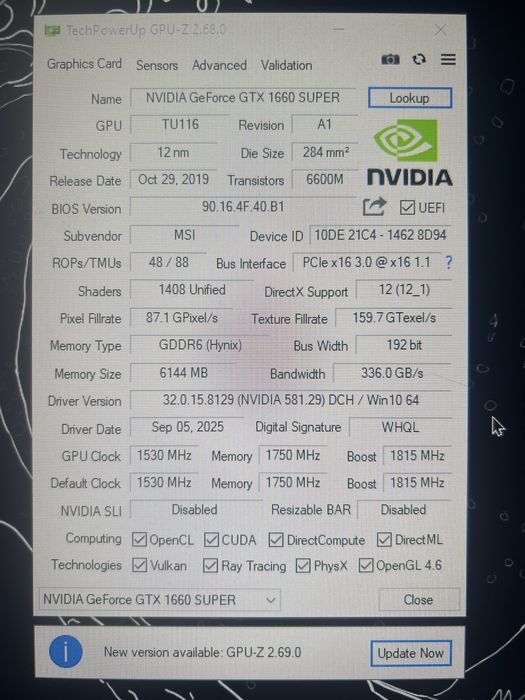 GTX 1660 Super MSI Ventus