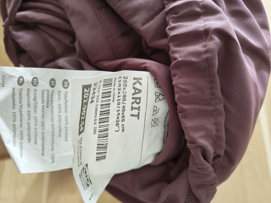 Cuvertura pat si huse perne IKEA Karit 260x280 bumbac mov