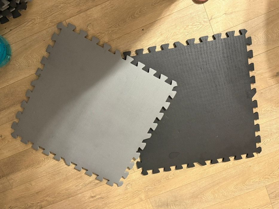 Covor protectie puzzle gri negru
