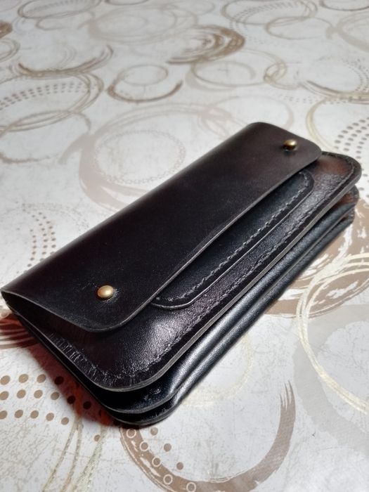 Кожаный кошелек лонгер с отделом под мелочь