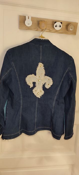 Jachetă unică, POMPOOS, 70%bumbac, cu motiv decorativ Fleur-de-Lis