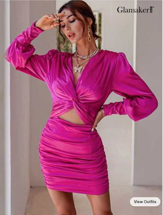 Rochie petrecere roz sidefat