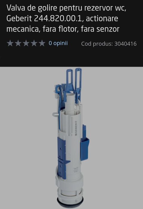 Valva golire geberit  cod  produs .244. 820 .00.1