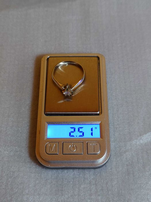 Inel logodnă aur alb 18K, diamant 0.25 ct – mărime 56, 2.5 g