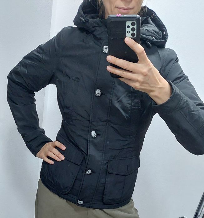 Geaca lunga puf rata+blana naturală