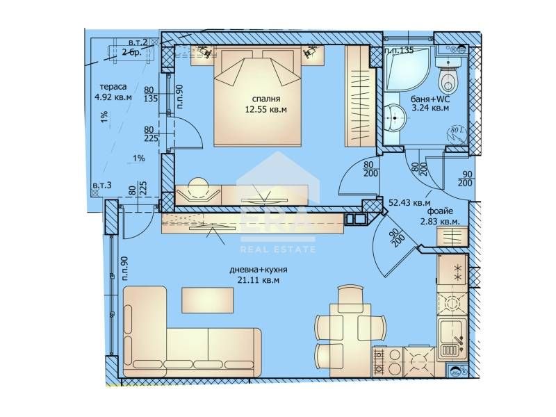 Двустаен апартамент в нова сграда пред акт 16