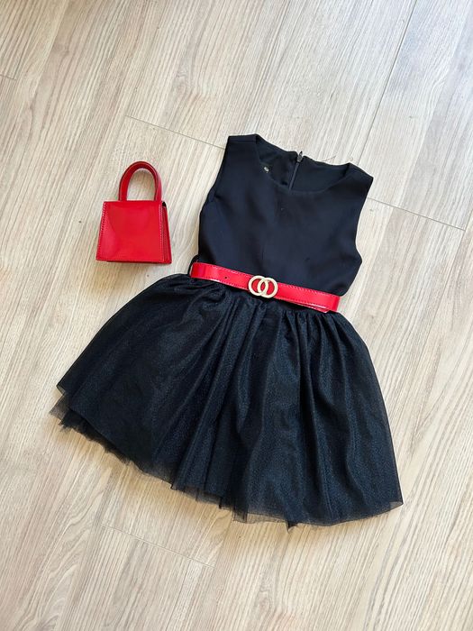 Официална рокля с чанта, коланче и сако