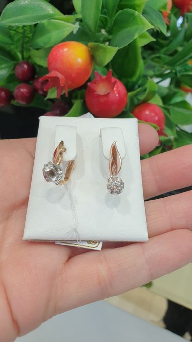 Серьги красное золото