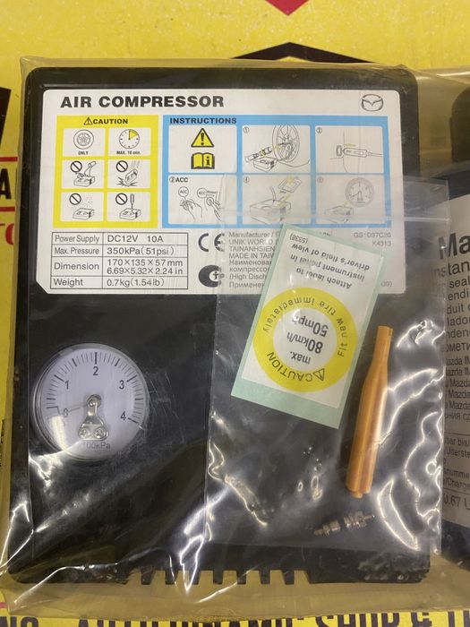 Compresor aer umflat roti auto masina Kit pana cu solutie OEM Mazda No