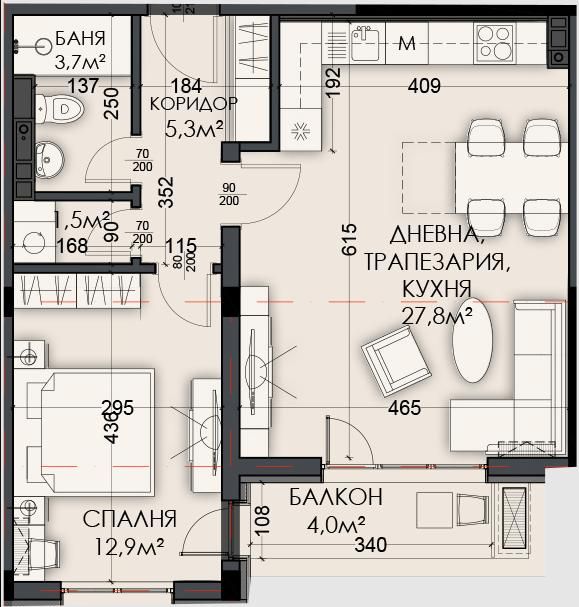 Двустаен апартамент, за продажба, кв.Виница