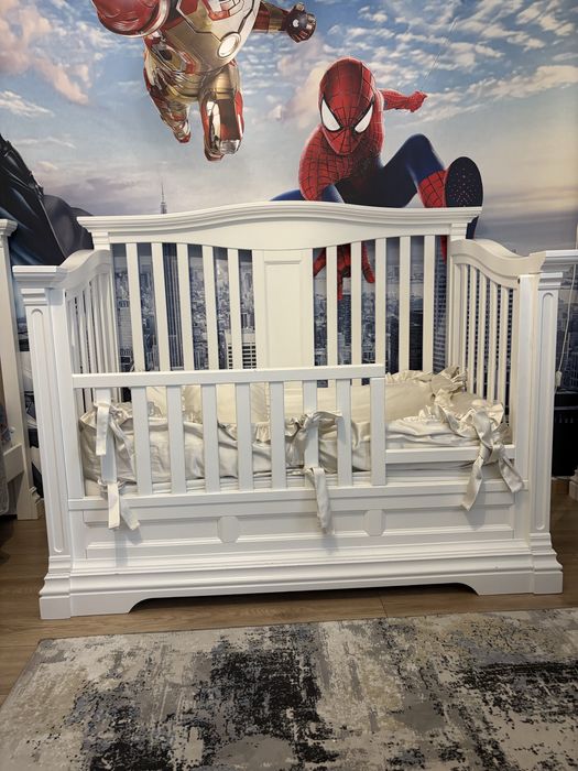 Patut convertibil  Imperio  din lemn masiv cu balustri 3 in 1Romina