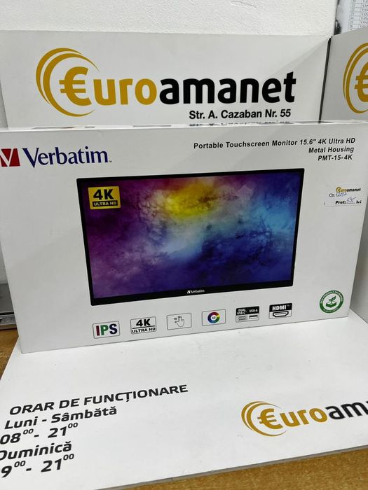 Monitor portabil Verbatim Touchscreen PMT-15-4K -I-