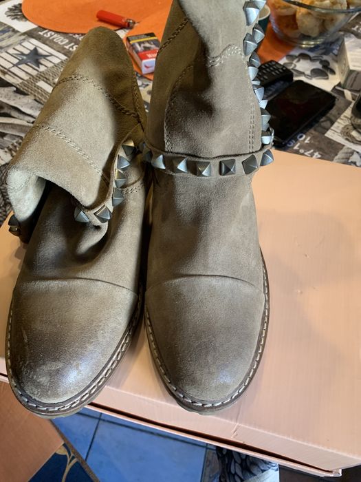 Ghete piele naturala cu tinte, verzi, toamna-iarna