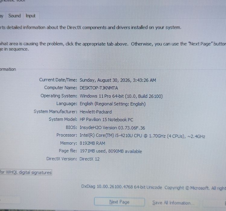 HP Pavilion Notebook 15 i5 8GB RAM