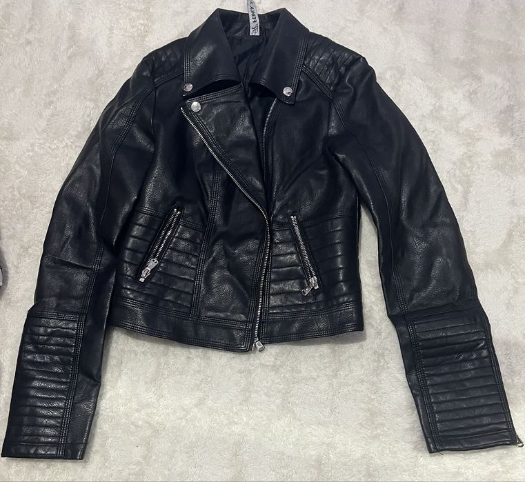 Дамско черно кожено яке Feihua