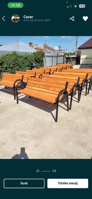 Banca parc/curte cu 8 rigle