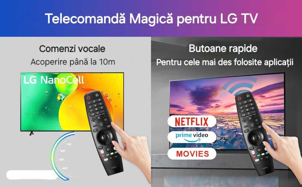 Magic Remote LG, cu voce&cursor. Baterii incluse. Înlocuire original.