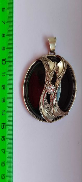 Шикарный кулон из серебра и камня ОБСИДИАН