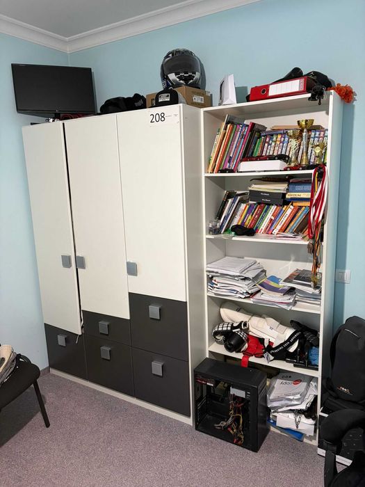 Mobila dormitor alb/gri completa