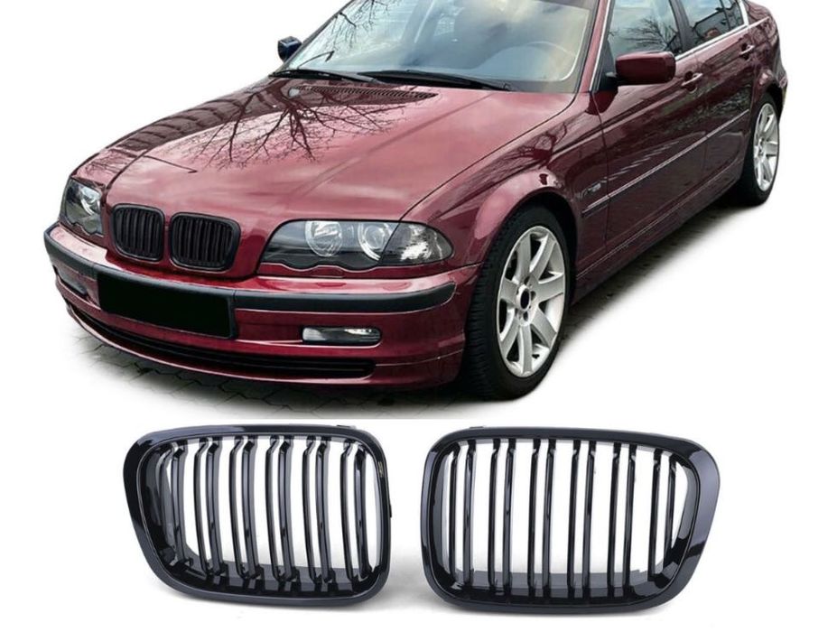 Двойни Решетки Бъбреци BMW БМВ E46 – Черен Гланц (Пре-фейс) НАЛИЧНИ! НА СКЛАД!!
