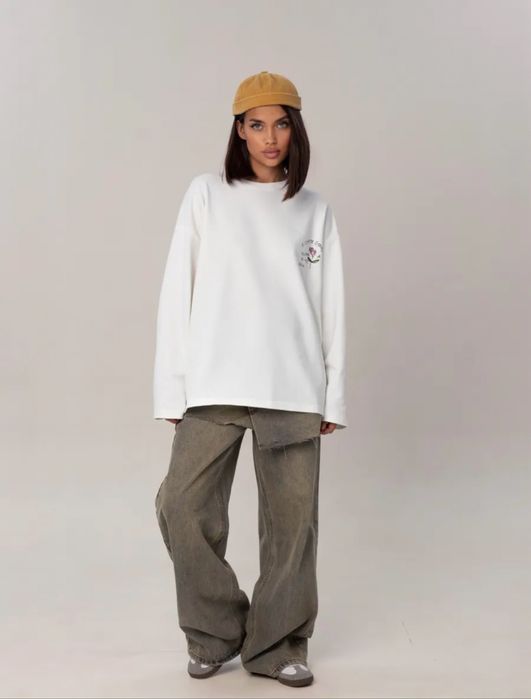 Лонгслив оверсайз с принтом синий Койот