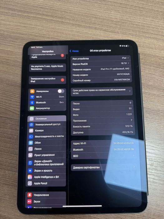 Ipad pro m4 100% 512 gb
