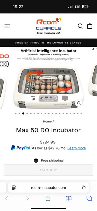 Incubator pui Rcom max 50 la cutie