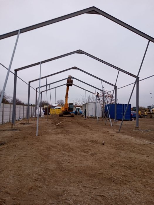 STOC 200mp 10x20x4 nouă, structura hala metalica garaj servicie fanar