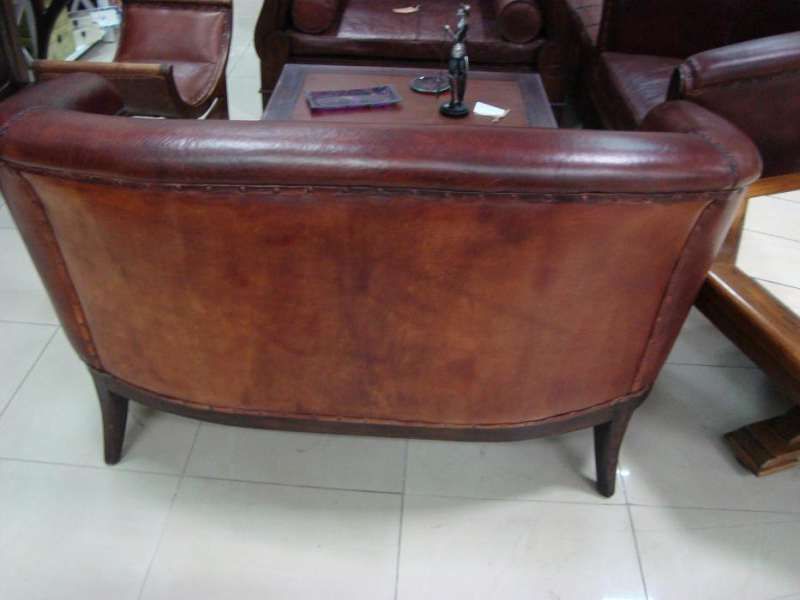 Фотьойл от тиково дърво и естествена кожа- ID ICS-251