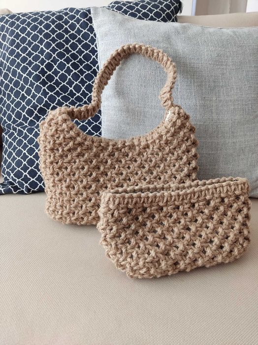 Ръчно изработени плетени чанти макраме от юта
