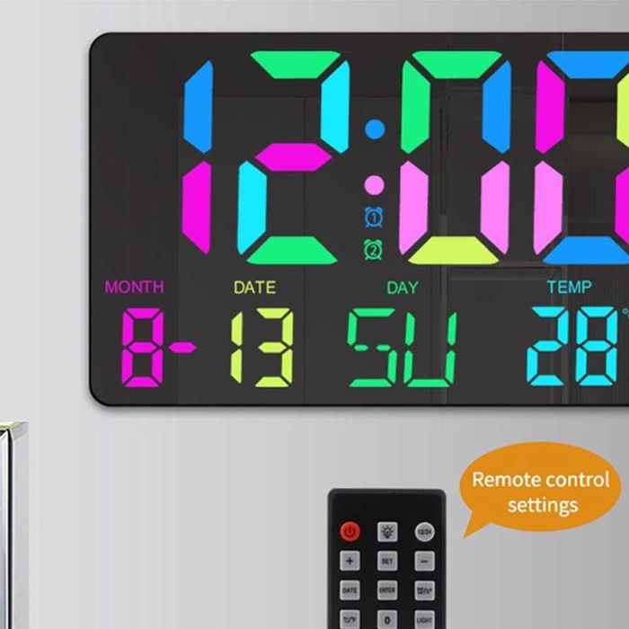 3-инчов LED Дигитален Стенен Часовник – Дистанционно, Температура