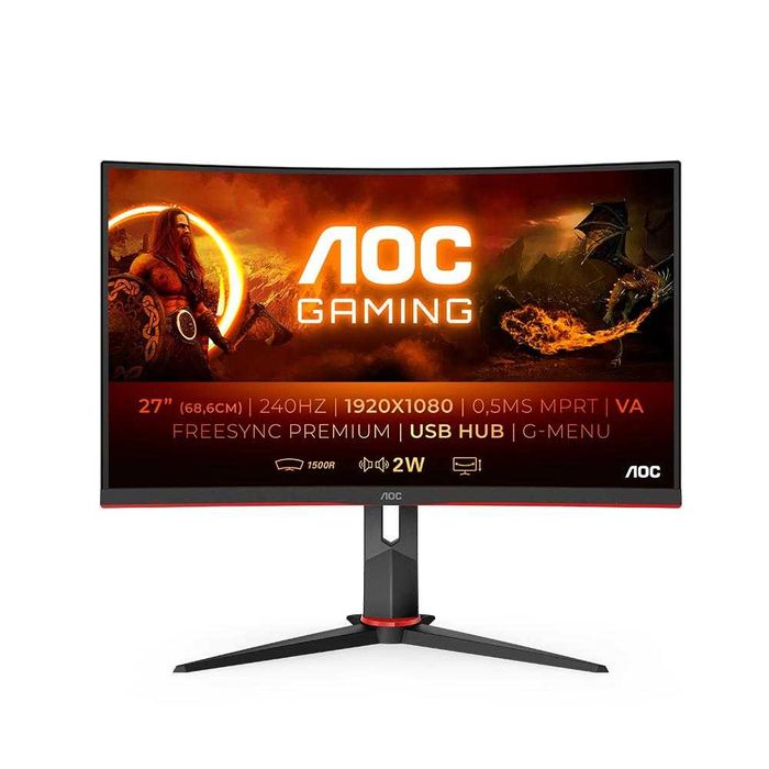 240Hz Gaming Monitor AOC 27" – 0.5ms / Curved / FreeSync – Перфектен