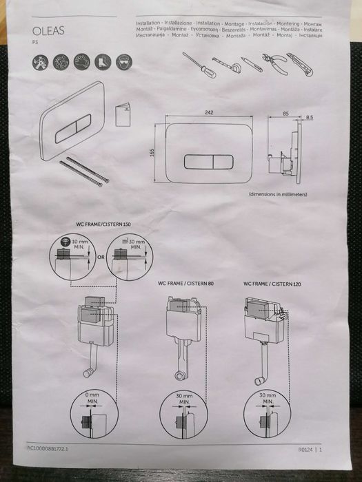 Двоен пневматичен бутон Oleas P3 - Ideal Standard