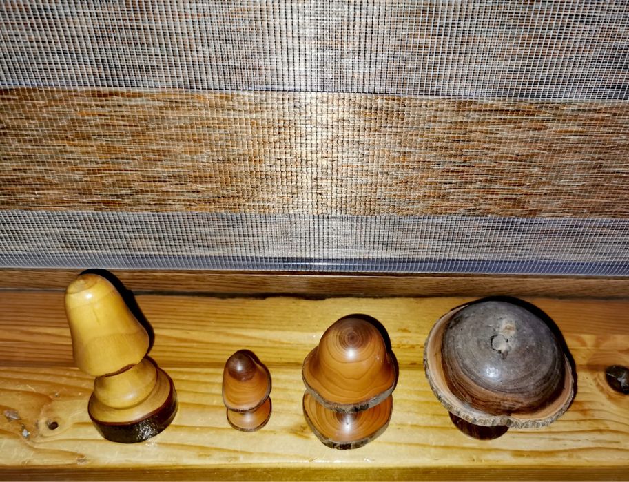 Гъби дърво Ръчно стругован дървен декор гъби - Sapele Wood 4 бр.