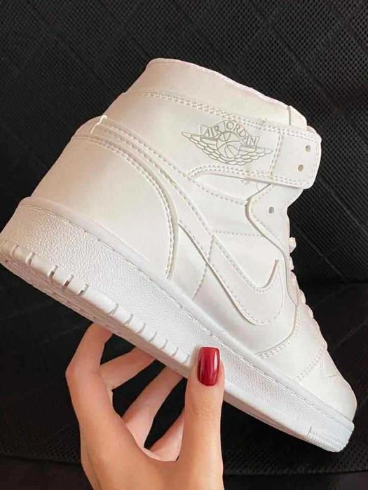 Adidasi Ghete Air Jordan 1 Top  White
