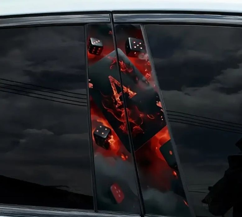 Наклейка молдинг на боковые стойки авто  тюнинг