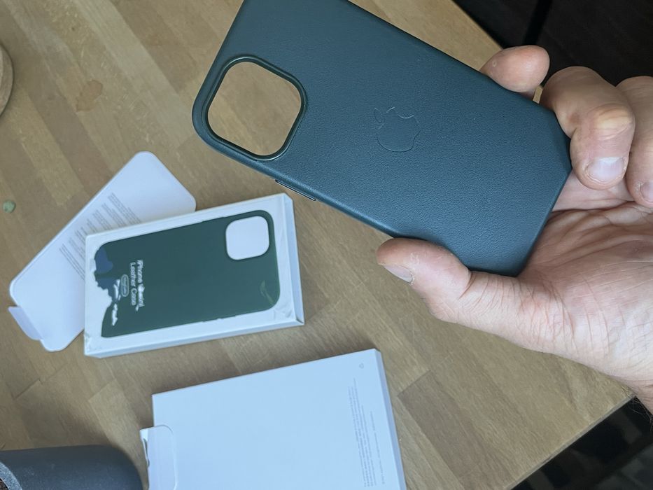 Husa piele iPhone 13 mini, verde, noua