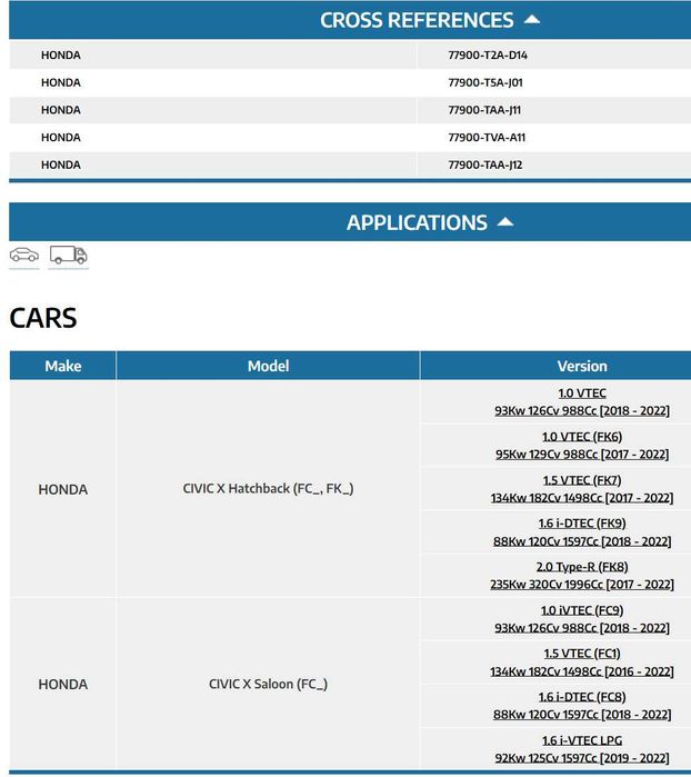 Лентов кабел за Хонда Сивик 10 FK FC (Honda Civic 10 X) 2016-2022