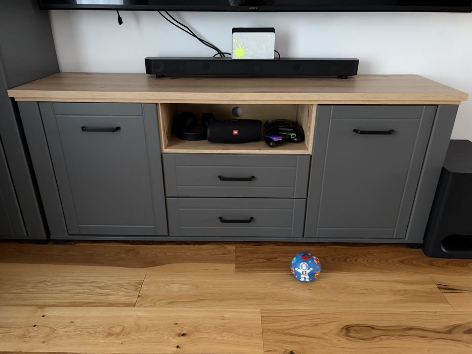 Mobilier hol si sufragerie gri/lemn