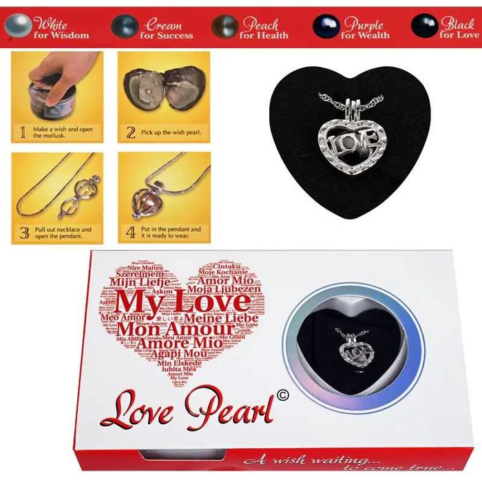 Колие с истинска перла в мида,Перла на любовта в мида