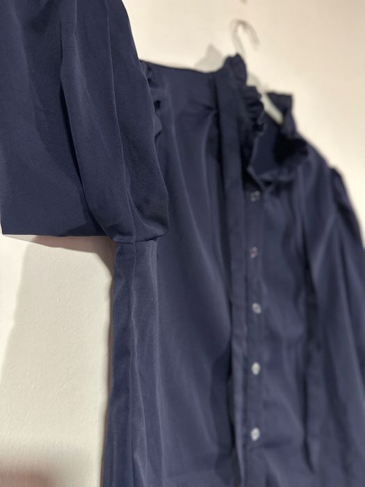 Cămașa elegantă, de birou, cu funda, bleumarin, S(36)