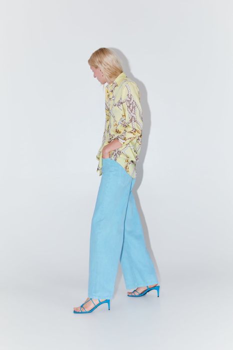 Zara риза с щампа oversize модел