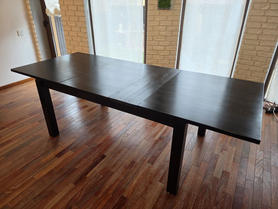 Masă dining extensibilă lemn masiv, neagră