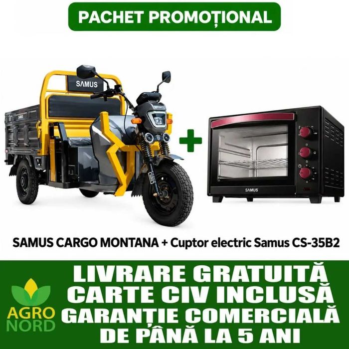 Pachet promoțional –Triciclu electric Samus Montana + Cuptor electric