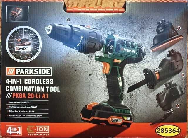 20V 4в1 Винтоверт, Саблен Трион, Мултитул, Шлайф Parkside 20волта